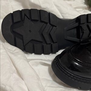 NWOT Normcore Black Vegan Patent Leather Platform Loafers Sz 8